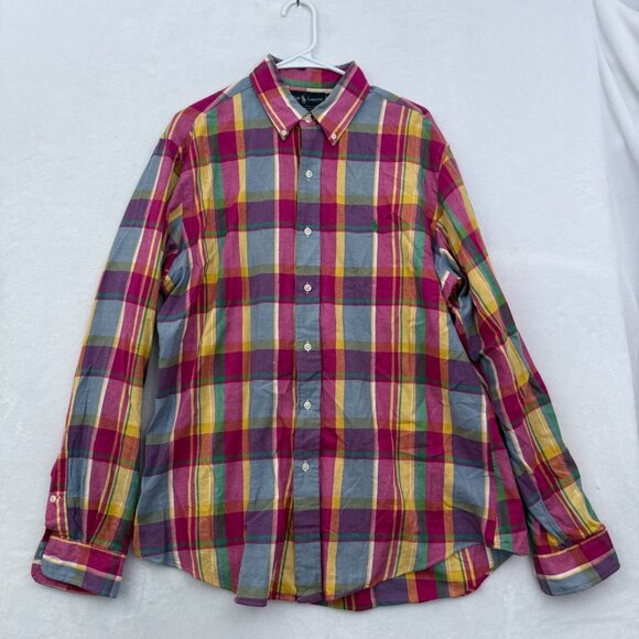 Ralph Lauren Other - Ralph Lauren Shirt Mens L Multicolor Colorful Madras Plaid Pony Custom Fit